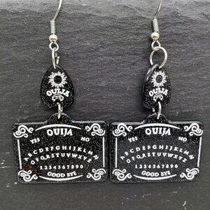 #23 Ouija Board Design Drop & Dangle Earrings - Acrylic Gothic Horror Scary